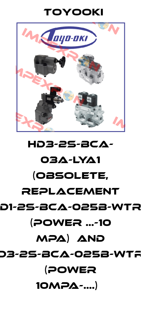 HD3-2S-BCA- 03A-LYA1 (OBSOLETE, Replacement HD1-2S-BCA-025B-WTR3 (power ...-10 Mpa)  and HD3-2S-BCA-025B-WTR3 (power 10Mpa-....)   Toyooki