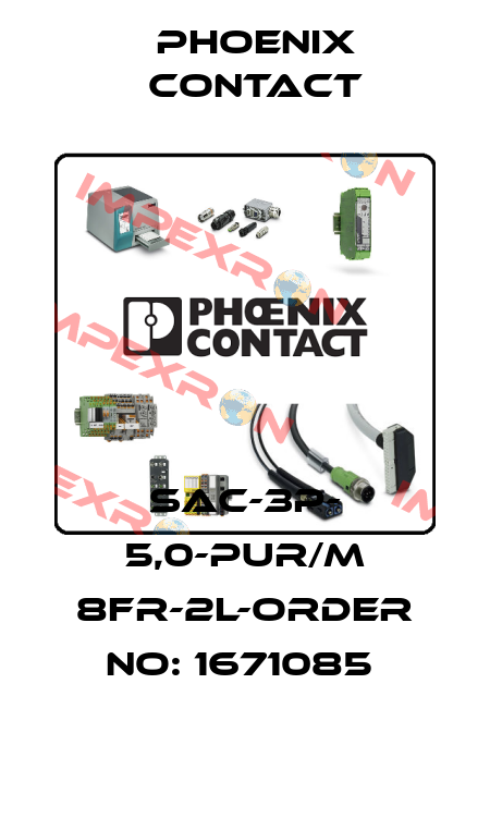 SAC-3P- 5,0-PUR/M 8FR-2L-ORDER NO: 1671085  Phoenix Contact