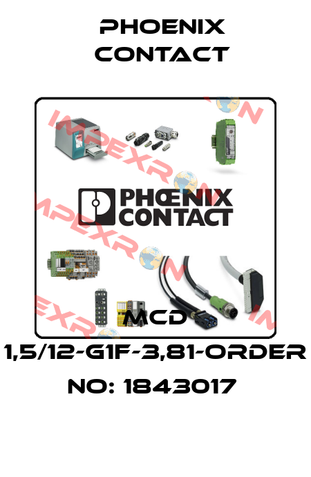 MCD 1,5/12-G1F-3,81-ORDER NO: 1843017  Phoenix Contact