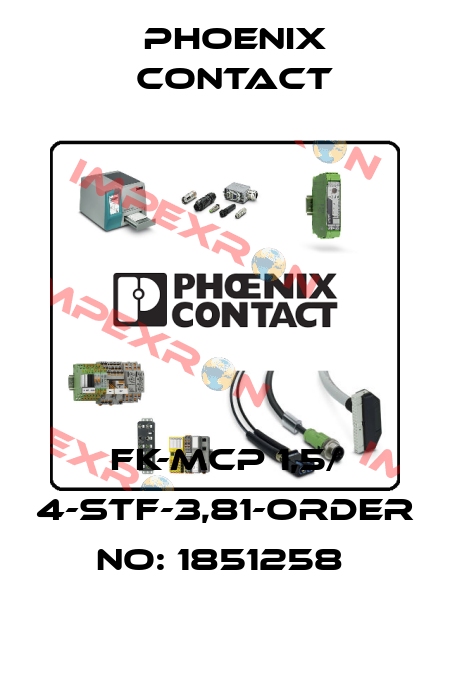 FK-MCP 1,5/ 4-STF-3,81-ORDER NO: 1851258  Phoenix Contact