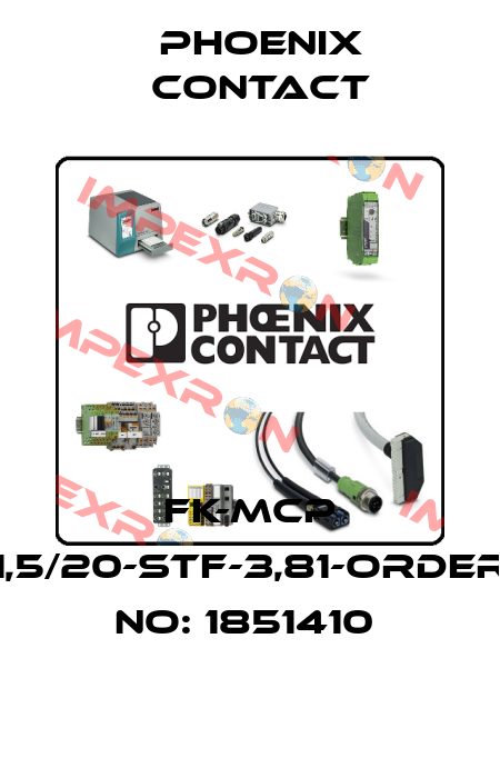 FK-MCP 1,5/20-STF-3,81-ORDER NO: 1851410  Phoenix Contact