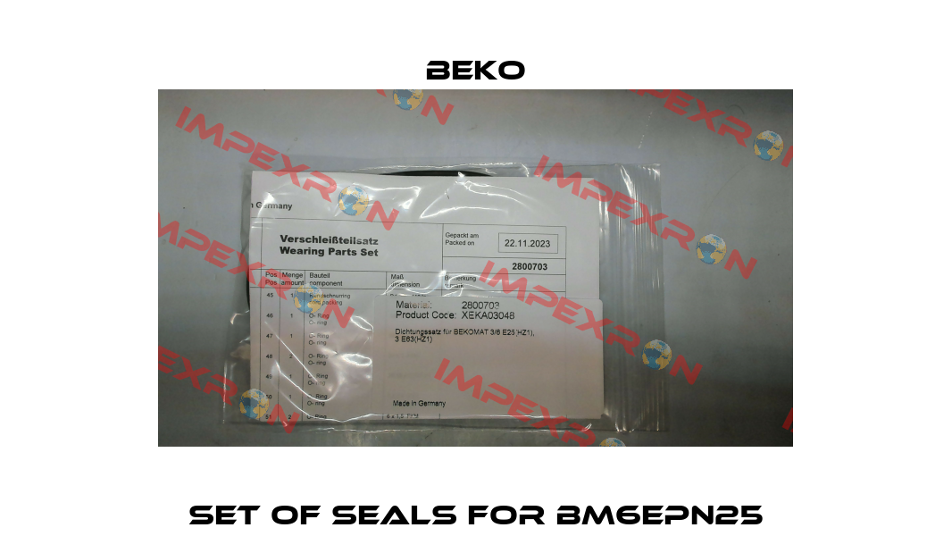 SET OF SEALS FOR BM6EPN25 Beko