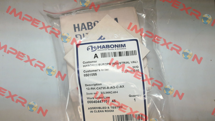 6000003258- Type: 12-RK-C47W-A-AG-C-AX Habonim