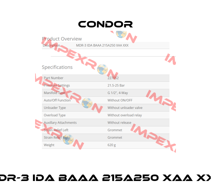MDR-3 IDA BAAA 215A250 XAA XXX Condor