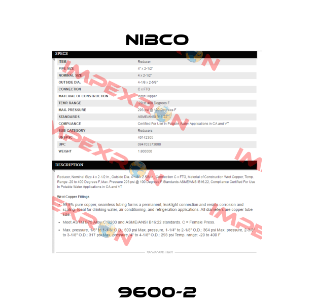  9600-2  Nibco