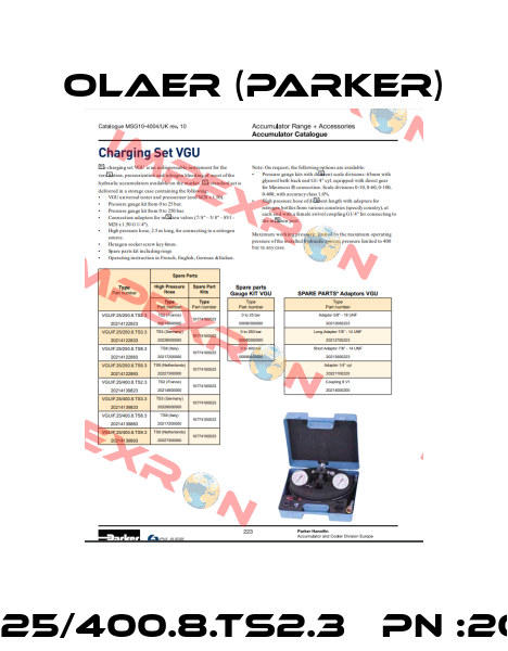 VGU VGU/F.25/400.8.TS2.3   PN :20214139823 Olaer (Parker)
