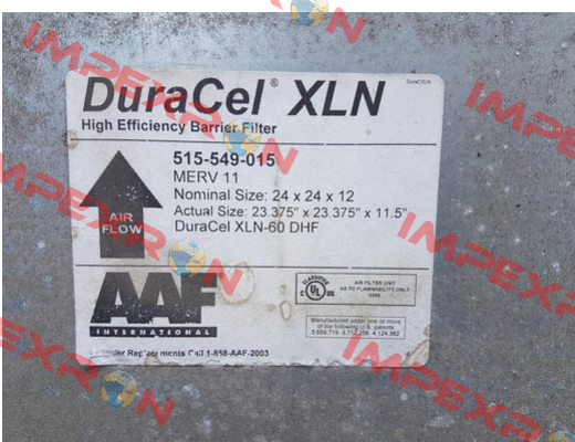 DuraCel XLN-60 DHF REPLACED BY DuraCel XL60N (M516-101-001)  AAF