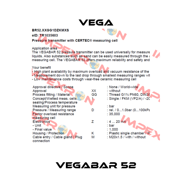 VEGABAR 52 Vega