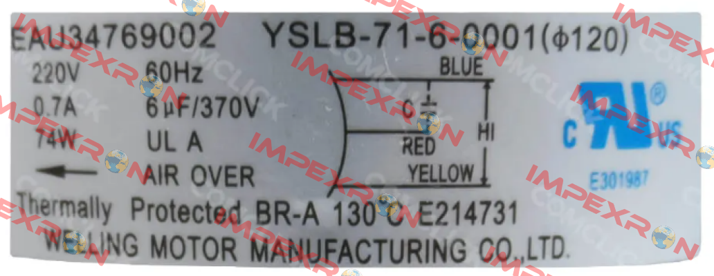 EAU34769002 /YSLB-71-6-001 Guangdong Welling Motor