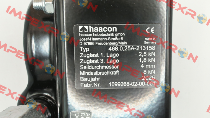 PN: 213158 Type: 468.0,25 A haacon
