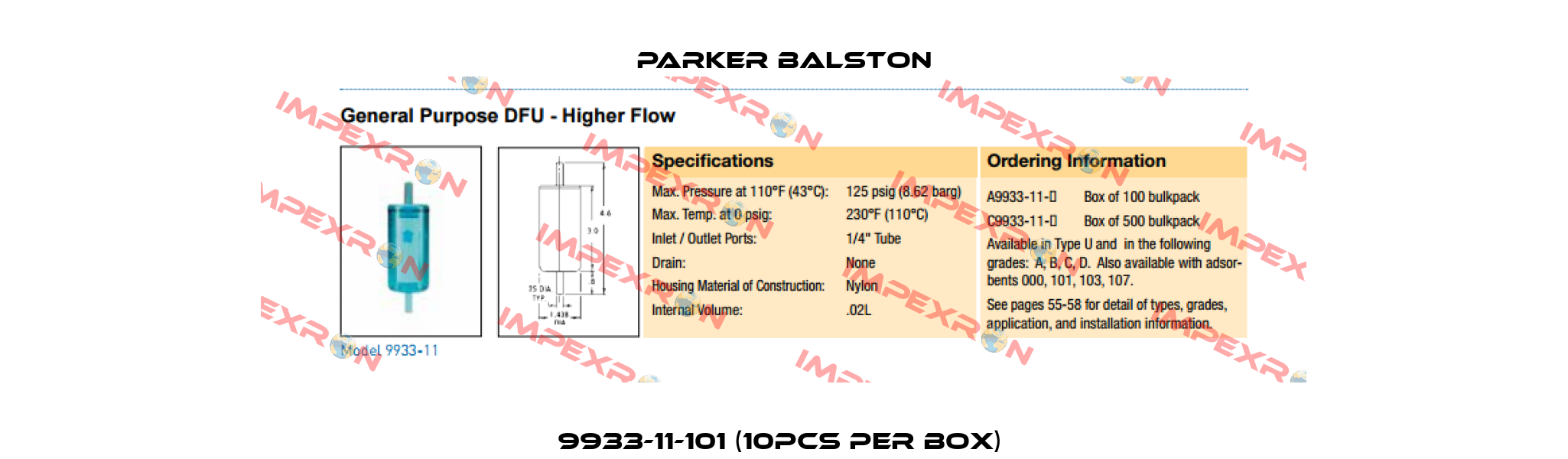9933-11-101 (10pcs per box)  Parker Balston