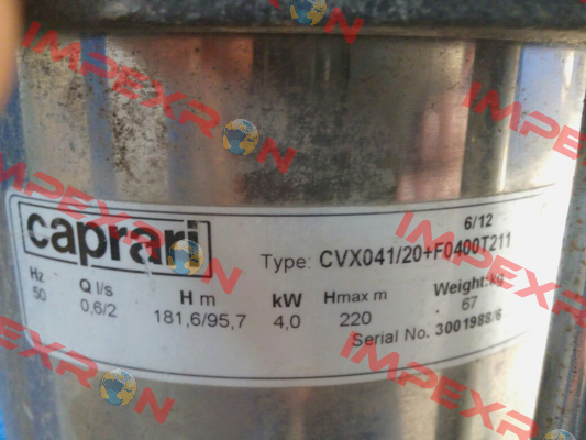 CVX041/20+F0400T211 obsolete, replacement CVX051/20+E0300T212-V  CAPRARI