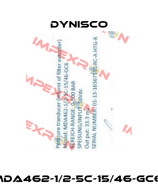 MDA462-1/2-5C-15/46-GC6  Dynisco