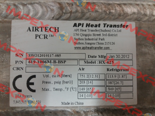619-1006M-B-BSP API Airtech