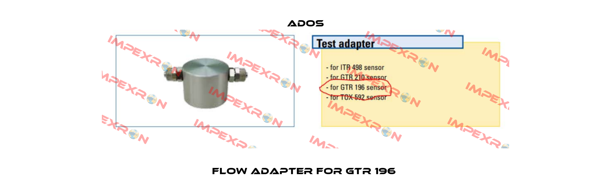 Flow adapter for GTR 196  Ados