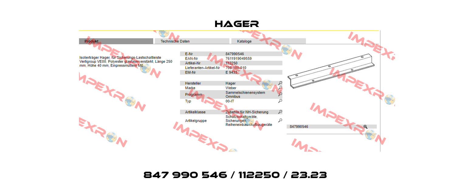 847 990 546 / 112250 / 23.23  Hager