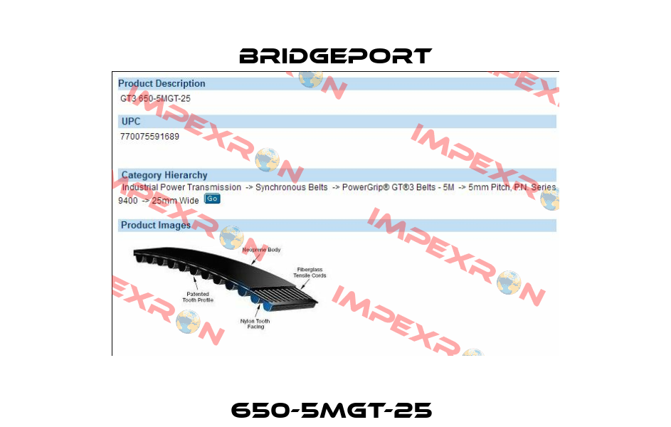 650-5MGT-25  Bridgeport