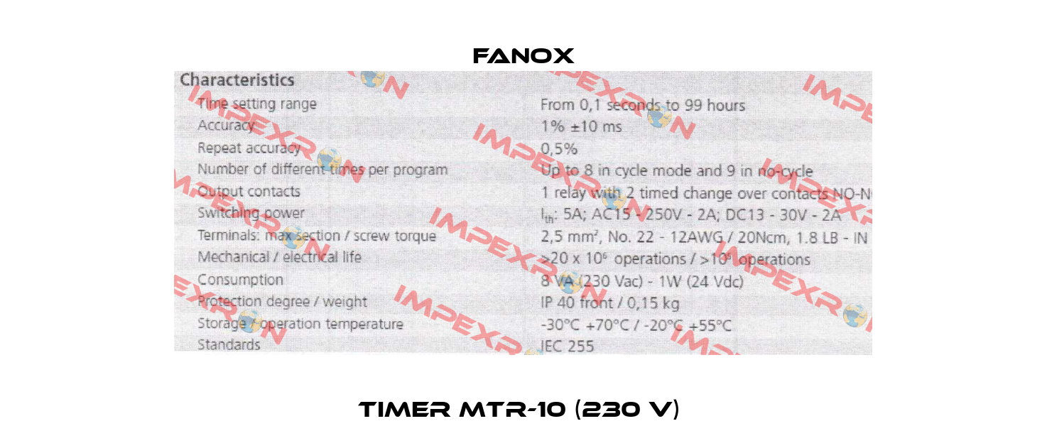 Timer MTR-10 (230 V)  Fanox