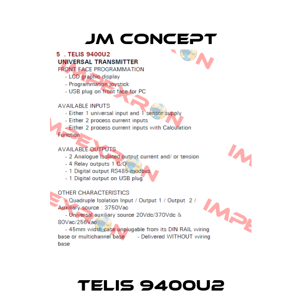 TELIS 9400U2 JM Concept