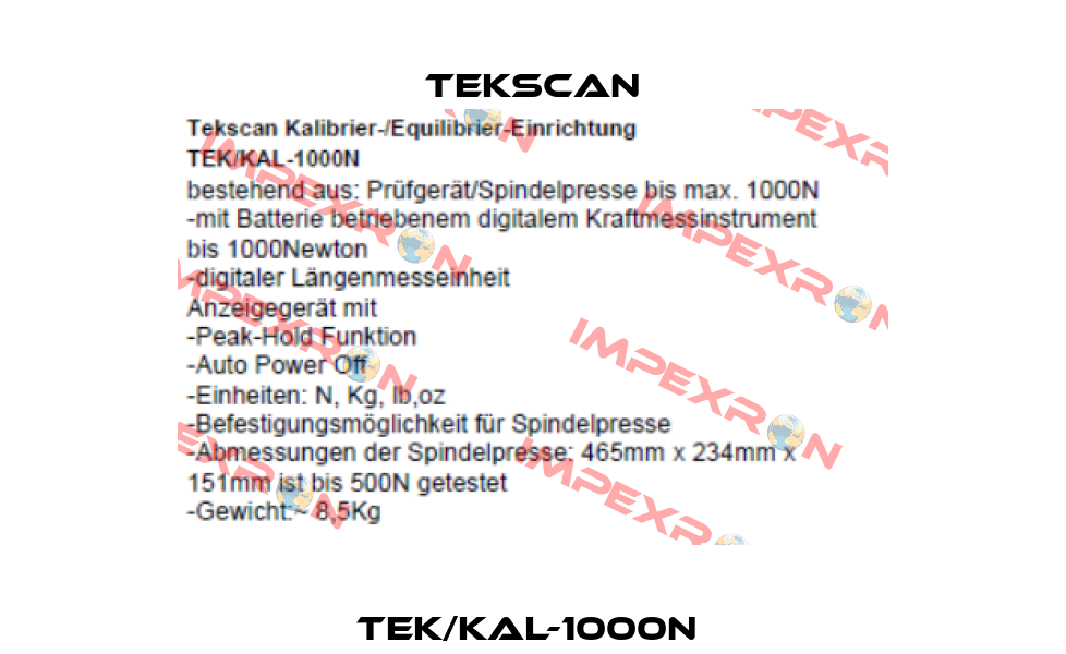 TEK/KAL-1000N  Tekscan
