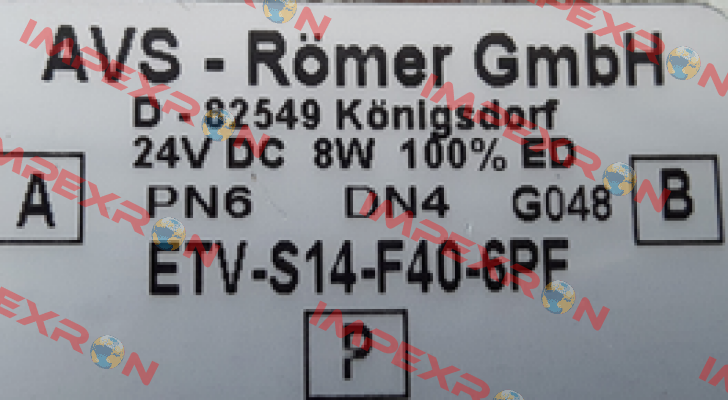 ETV-S14-F40-6PF  OEM for Thermoplan  Avs Römer