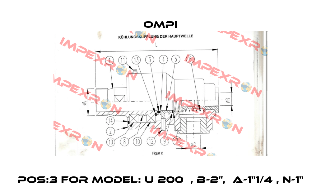 Pos:3 for Model: U 200  , B-2",  A-1"1/4 , N-1" OMPI