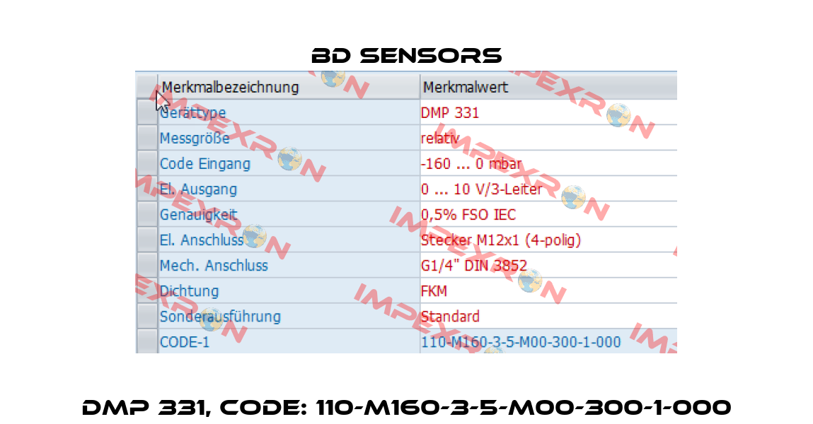 DMP 331, Code: 110-M160-3-5-M00-300-1-000 Bd Sensors