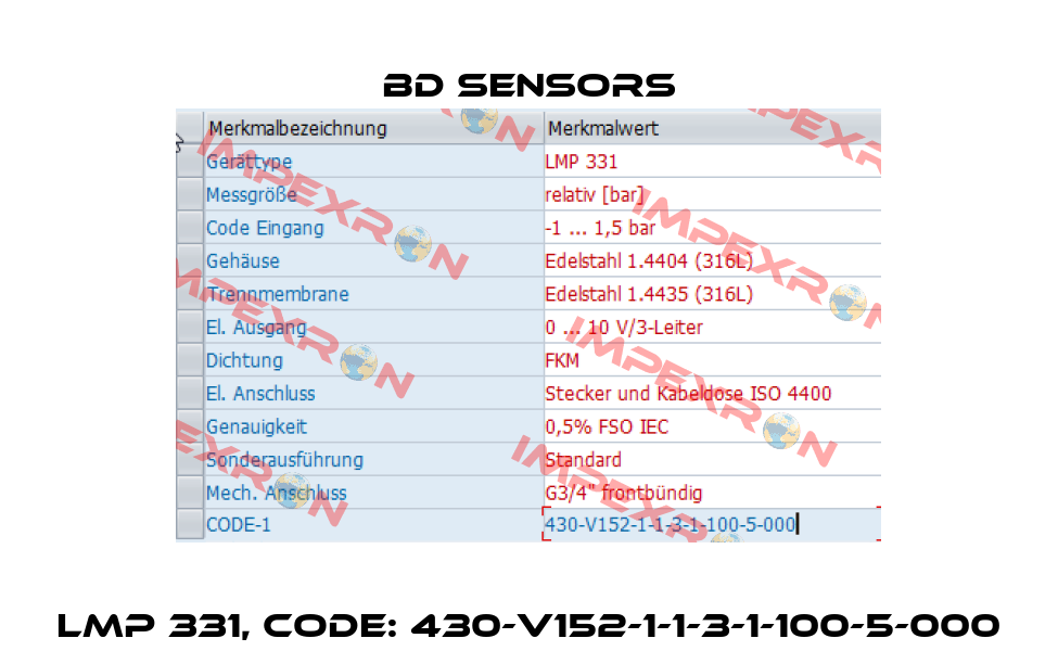 LMP 331, Code: 430-V152-1-1-3-1-100-5-000 Bd Sensors