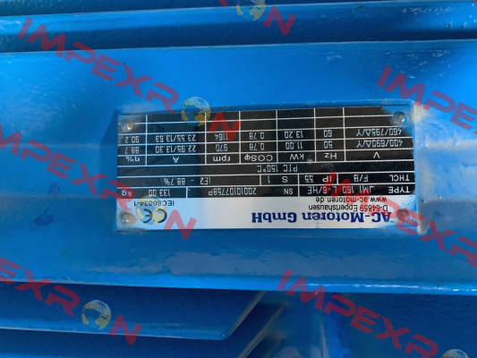 Type: JM1 160 L-6/HE AC Motoren