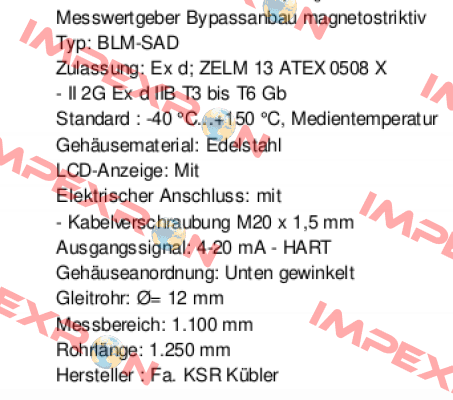 FFG -BP.20H3OD-DTK48-1100 (10158833) Ksr Kuebler