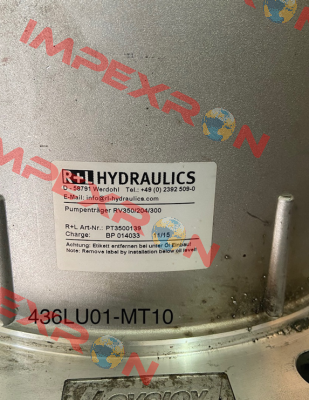 PN: PT3500139 / RV 350/204/300 R+L HYDRAULICS