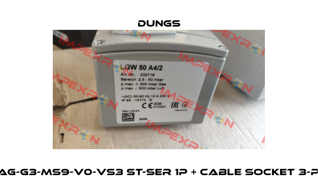 LGW 3 A4/2 AG-G3-MS9-V0-VS3 ST-SER 1P + CABLE SOCKET 3-PIN + PE GREY Dungs
