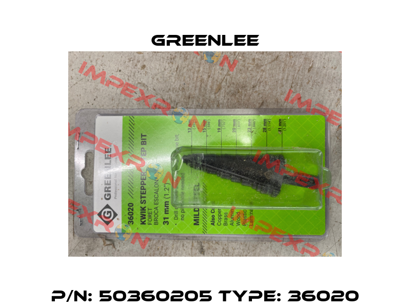 P/N: 50360205 Type: 36020 Greenlee