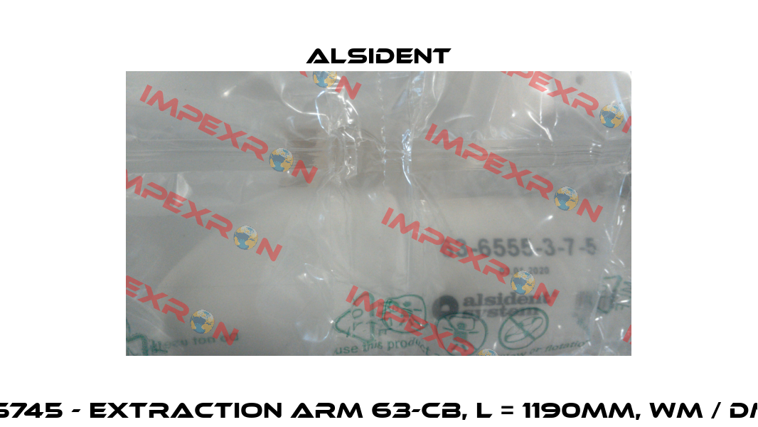 15745 - Extraction arm 63-CB, L = 1190mm, WM / DM Alsident