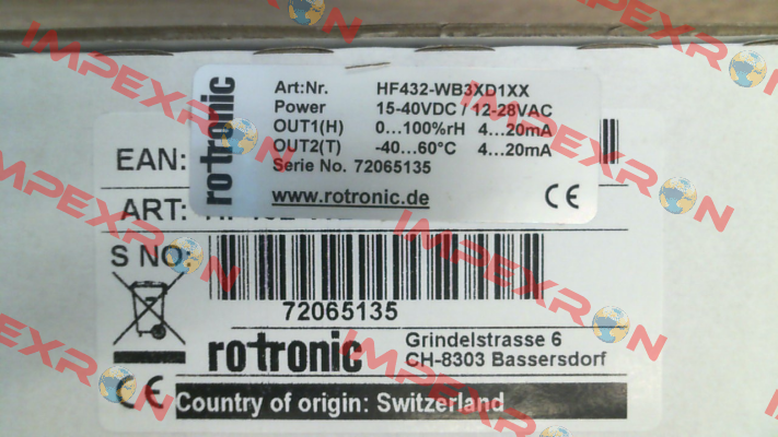HF432- WB3XD1XX Rotronic