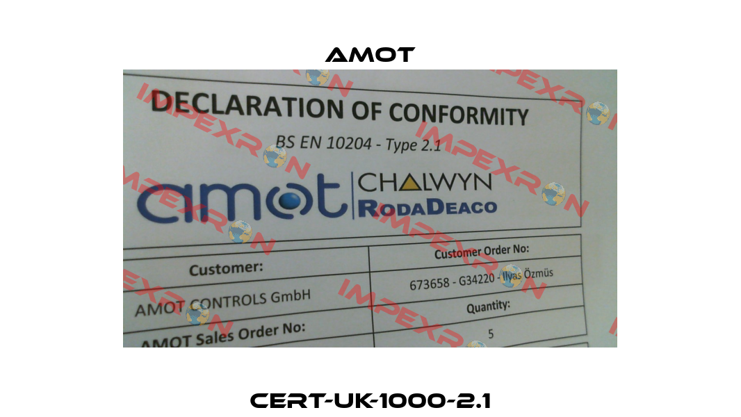 CERT-UK-1000-2.1 Amot