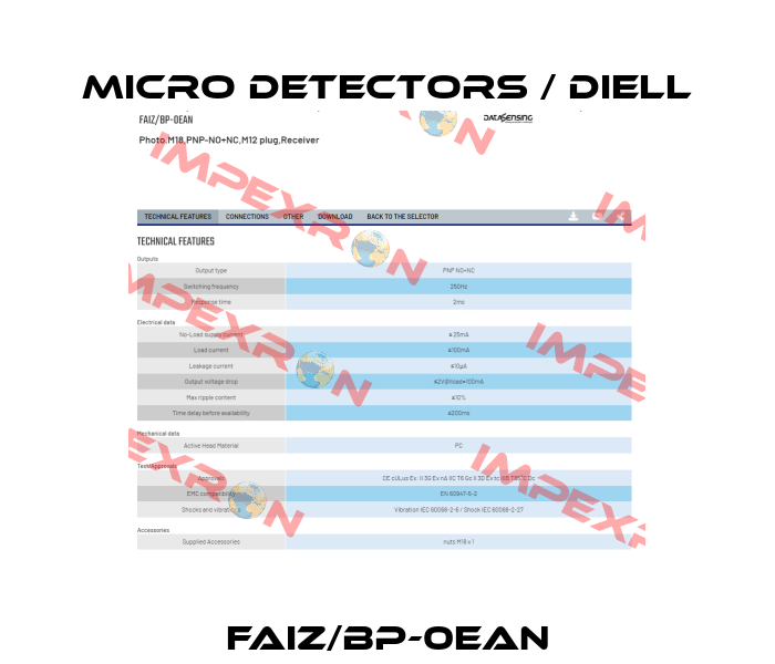 FAIZ/BP-0EAN Micro Detectors / Diell