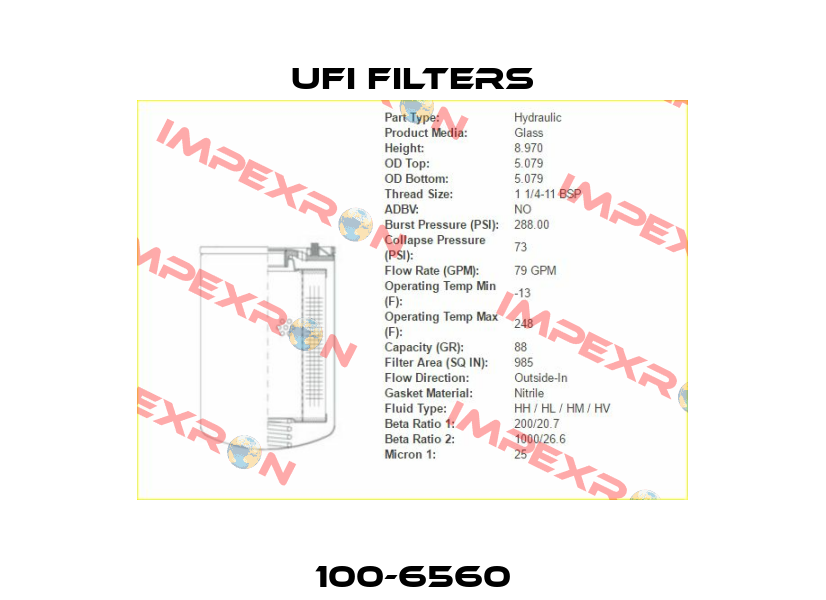  100-6560  Ufi Filters