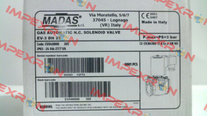 EV-3, DN25 / EV040000 305 Madas