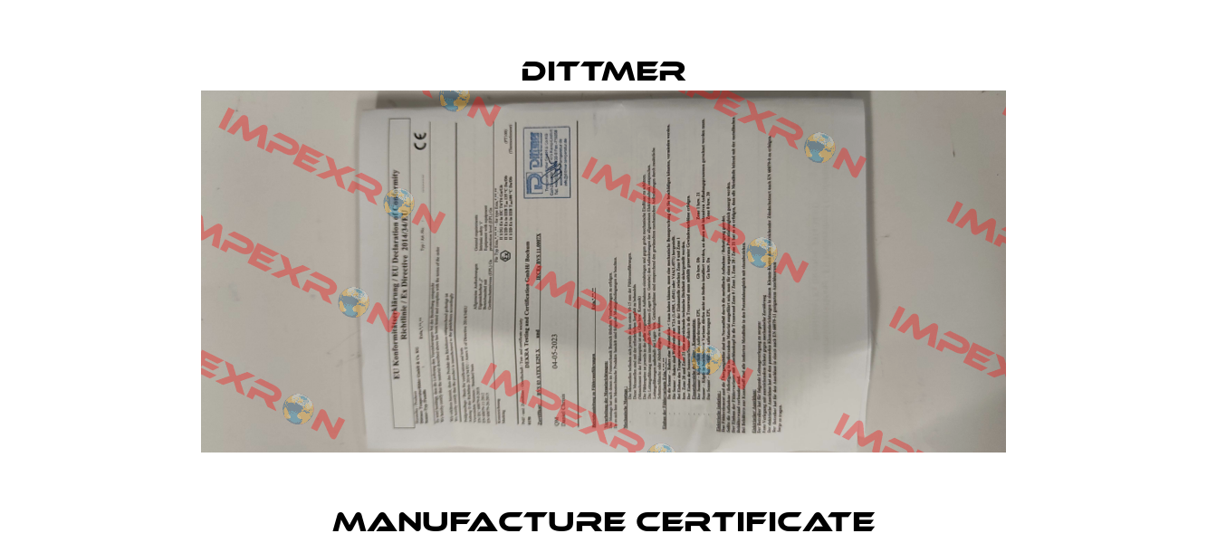 Manufacture Certificate Dittmer